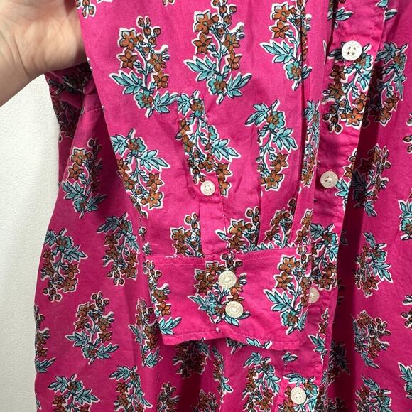 J.CREW Top Women XXL Pink Floral Long Sleeve Light Weight Cotton Signature Fit - Picture 3 of 7